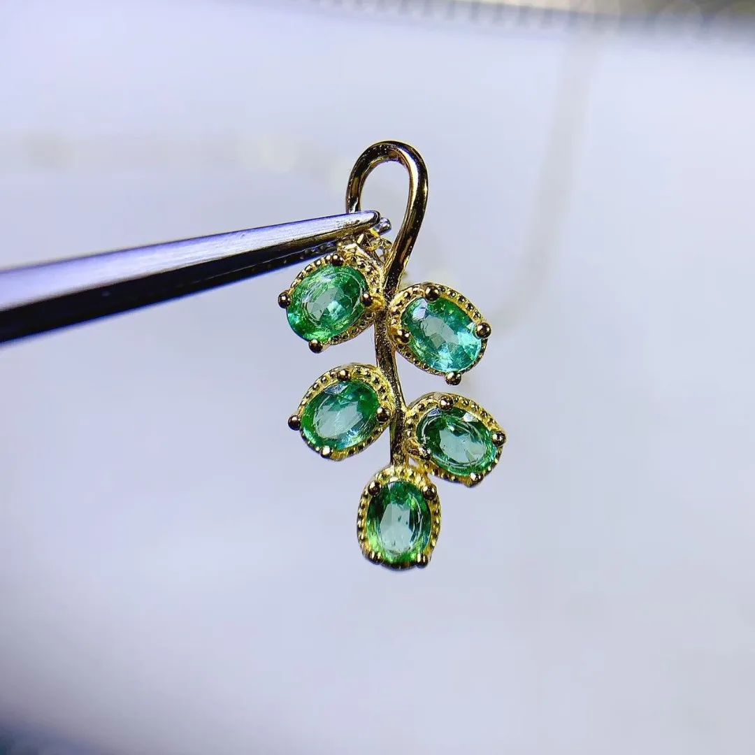 Ethnic Fashion Design - Opulent Genuine Emerald S925 Silver Pendant